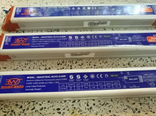 ชุด5อัน400 บ. ส่งฟรี083-2000058  LINE ID: line832923 บัลลาสต์อิเล็กทรอนิกส์ยี่ห้อ ECONO WATD รุ่นประหยัด ใช้กับ หลอดฟรูออเรสเซนต์ ขนาด 36 วัตต์ได้ถึง 2 หลอด ประหยัดไฟ กว่าบัลลาสต์ขดลวดทั่วไปถึง 20\%กดติดทันที