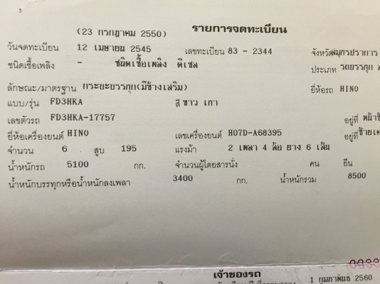 ขายรถ6ล้อ FD3HKA 195แรง ยาว 5.60ม. ราคา 435000 บาท