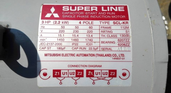 ** SOLD ** มอเตอร์ Mitsubishi &amp; Hitachi 3 HP 220V สภาพ 95\% สดเดิมทุกตัวคัดมาด้วยใจมาเทสได้ครับ!!