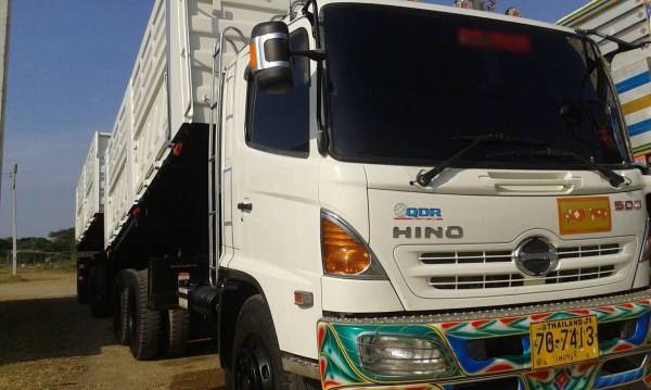 ขายรถพ่วงดัมพ์ Hino เครื่อง 251 แรง ปี 55 กระบะดัมพ์สามมิต่ ลูก 2 เพลา ทะเบียนพร้อม