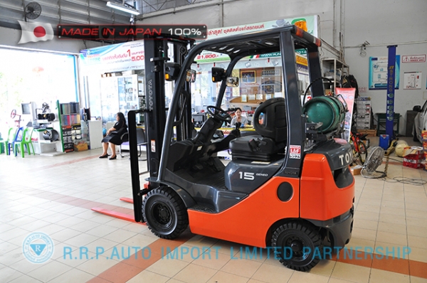 ขายรถโฟล์คลิฟท์มือสอง TOYOTA รุ่น 8FG15-32094 นำเข้าจากประเทศญี่ปุ่น 100\% ไม่เคยใช้งานในไทย