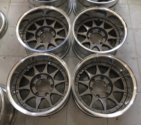 ขายล้อ ENKEI HR385 2 ชิ้นแท้ 15x8.5 ลบ35 6รูกระบะ ลึกๆ ประมูลญี่ปุ่น