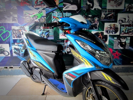 ( ผ่อนได้ ดาวน์ 4,900 )MIO 125 i mx สีฟ้าดำ รุ่นล้อแมกซ์ลายใหม่ 33900