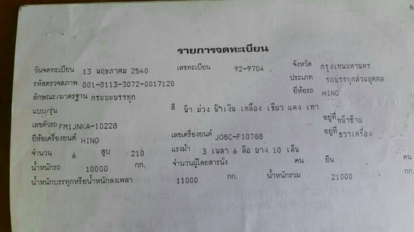 ขายรถบรรทุก 10 ล้อดัมพ์ HINO FM1J 210 แรงม้าปี 2540 ราคา 820000