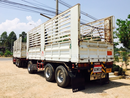 ขายรถพ่วงไม่ดัมพ์ 22 ล้อ Hino เครื่อง 344 แรง ปี 56 กระบะไม่ดัมพ์ ลูก 3 เพลา ทะเบียนพร้อม