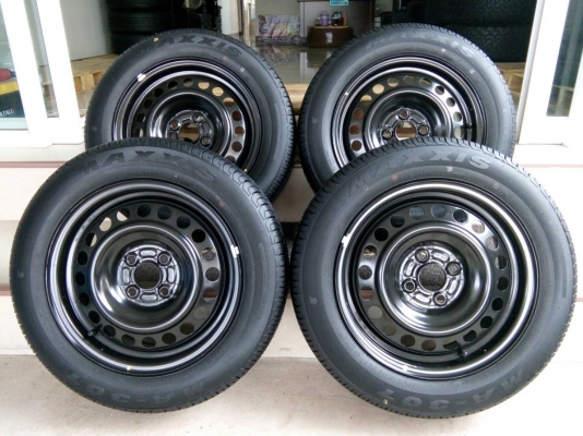 ล้อกระทะพร้อมยางป้ายแดง ฮอนด้า แจ๊ส ยางแม็กซิส 175/65R15 ปี17