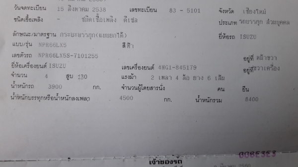 ขาย6ล้อดั้ม NPR66LX5เครื่อง4HG1-130 เทอร์โบ ปี38 แอร์ เพาเวอร์ ดั้ม3มิตร6ตัน ช่วงล่างF ทะเบียนเต็มเล่มพร้อม ต่อรองได้