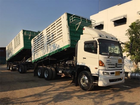 ขายรถสิบล้อดัมพ์แม่+ลูก Hino เครื่อง 344 แรง ปลายปี 56 ดัมพ์สามมิตร ไฮสปรีด  เบรคแห้ง ทะเบียนพร้อม