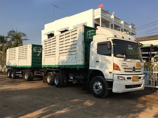 ขายรถสิบล้อดัมพ์แม่+ลูก Hino เครื่อง 344 แรง ปลายปี 56 ดัมพ์สามมิตร ไฮสปรีด  เบรคแห้ง ทะเบียนพร้อม