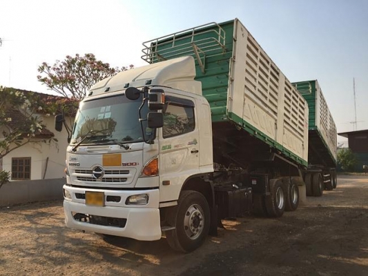 ขายรถสิบล้อดัมพ์แม่+ลูก Hino เครื่อง 344 แรง ปลายปี 56 ดัมพ์สามมิตร ไฮสปรีด  เบรคแห้ง ทะเบียนพร้อม