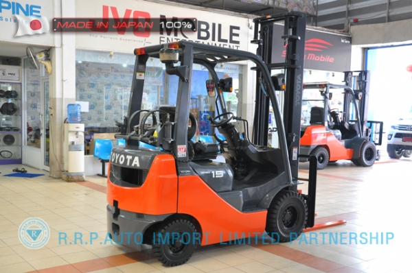 ขายรถโฟล์คลิฟท์มือสอง TOYOTA รุ่น 8FG15-31576 นำเข้าจากประเทศญี่ปุ่น 100\% ไม่เคยใช้งานในไทย