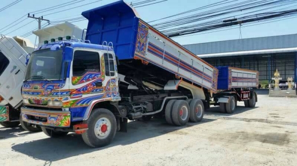 ขายรถพ่วงแม่+ลูก ISUZU เครื่อง 270 แรง ปี 46 ยูโรทู เครื่องดำ กระบะดัมพ์มิเนียม ลูก 2 เพลา ทะเบียนพร้อม