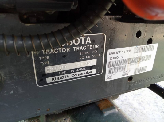 คูโบต้า B2420D 4 WD ผลิตประเทศญี่ปุ่น..ตัวนิยมของชาวไร่..พวงมาลัยเพาเวอร์ ทำงาน 398 ชั่วโมง..สีเดิมๆโรงงานทั้งคัน คูโบต้า B2420D 4 WD ผลิตประเทศญี่ปุ่น..ตัวนิยมของชาวไร่..พวงมาลัยเพาเวอร์ ทำงาน 398 ชั่วโมง..สีเดิมๆโรงงานทั้งคัน