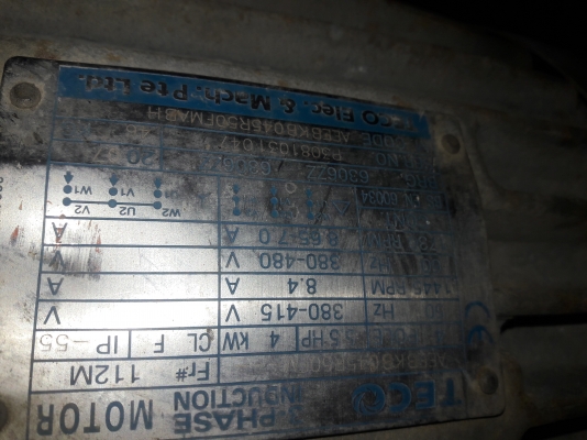 ขาย !! มอเตอร์TECO.ขนาด5แรง3สาย.รอบ1460พร้อมใช้ ขาย !! มอเตอร์TECO.ขนาด5แรง3สาย.รอบ1460พร้อมใช้