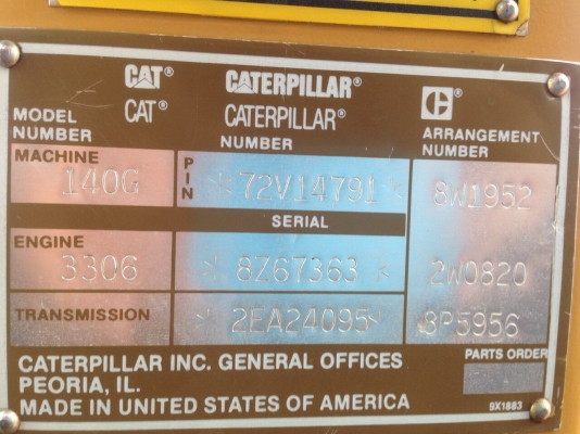 รถเกรด cat 140G ซีเรียล 72V14791 สภาพพร้อมใช้ รถทำงานยุ มือเดียวในไทย ใช้งานน้อย รถเกรด cat 140G ซีเรียล 72V14791 สภาพพร้อมใช้ รถทำงานยุ มือเดียวในไทย ใช้งานน้อย