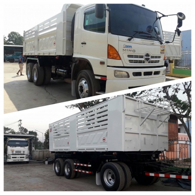 ขายรถพ่วง Hino 344 แรง ปี 55 ดัมพ์สามมิตร ลูก 3 เพลาแท้
