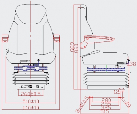 เก้าอี้สำหรับ รถขุด รถเครน รถโฟล์คลิฟท์ รถเกี่ยวข้าว รถคีบอ้อย อื่นๆ แล้วแต่ดัดแปลง