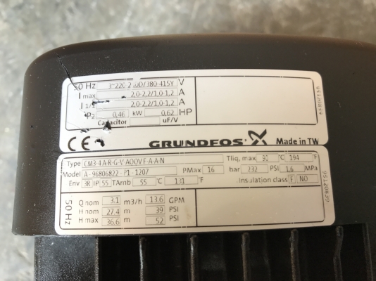 ขายปั้มน้ำหัวสแตนเลส Groundfos 3/4HP. 380V ขนาดเข้า 1.2นิ้ว ออก 1.2นิ้ว ใบพัด 3ชั้น สภาพสวยมาก วิ่งนิ่ม พร้อมใช้งาน