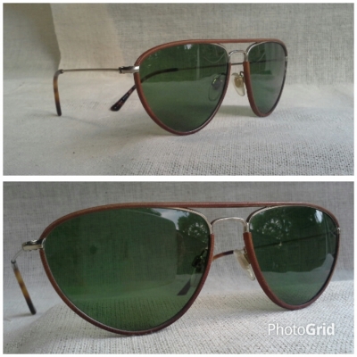 แว่นตาวินเทจ / อเมริกันแบรนด์หรู  โมเดล &#039;พระจันทร์ครึ่งดวง&#039; งดงามที่สุดในโลก  Vintage RALPH LAUREN handmade in Italy บิ๊กไซซ์!