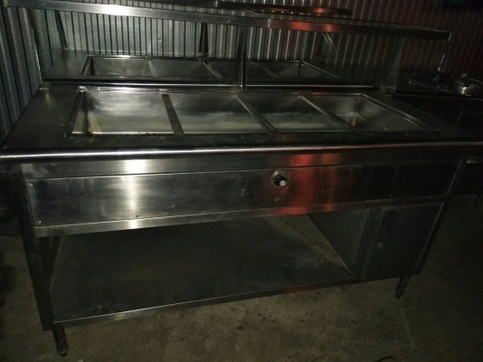 เคาน์เตอร์ สแตนเลส สำหรับ ข้าวแกง 11000 มี 5หลุม และ ก๋วยเตี๋ยว 9500