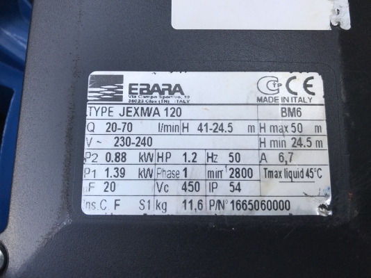ขายปั้มน้ำหัวสแตนเลส Ebara 1.2HP. 220V ไฟบ้าน made in Italy สภาพสวยมากเดิมๆ วิ่งนิ่ม พร้อมใช้งาน มี 4ตัวครับ