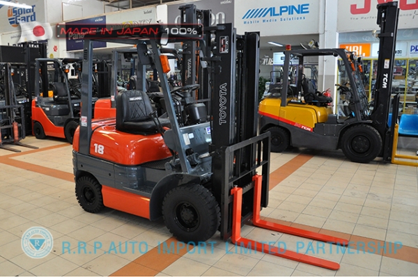 ขายรถโฟล์คลิฟท์มือสอง TOYOTA รุ่น 6FG18-12529 นำเข้าจากประเทศญี่ปุ่น 100\% ไม่เคยใช้งานในไทย