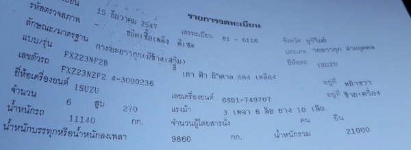 พ่วง 22 ล้อ ISUZU FXZ270 EURO2 เครื่องดำ กระบะอลูมิเนียม ดั๊ม หิน ทราย แม่-ลูกปี 47 ตัวลูก 3 คานยัด 