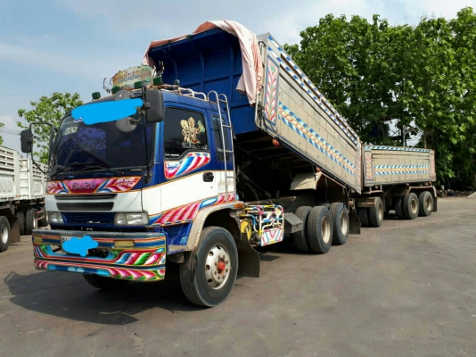 พ่วง 22 ล้อ ISUZU FXZ270 EURO2 เครื่องดำ กระบะอลูมิเนียม ดั๊ม หิน ทราย แม่-ลูกปี 47 ตัวลูก 3 คานยัด 