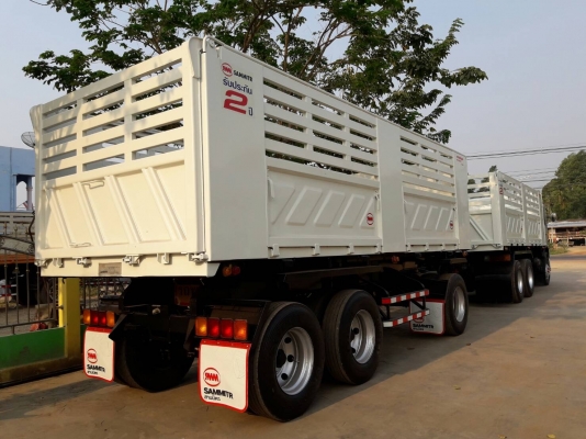 ขายรถพ่วง Hino เครื่อง 344 แรง ปี 57 ดัมพ์สามมิตรแม่ลูก ลูก 3 เพลาแท้