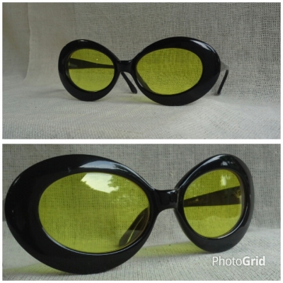 แว่นตาอเมริกันบุปผาชน ยุค &#039;80s  โมเดล &#039;เคิร์ท โคเบน&#039;  Vintage BLACK FLYS handmade in USA