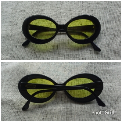 แว่นตาอเมริกันบุปผาชน ยุค &#039;80s  โมเดล &#039;เคิร์ท โคเบน&#039;  Vintage BLACK FLYS handmade in USA