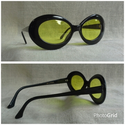 แว่นตาอเมริกันบุปผาชน ยุค &#039;80s  โมเดล &#039;เคิร์ท โคเบน&#039;  Vintage BLACK FLYS handmade in USA