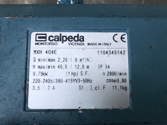 ขายปั้มน้ำหัวสแตนเลสแรงดันสูง Calpeda 1HP. 380V สภาพสวยเดิมๆ วิ่งนิ่ม พร้อมใช้งาน ขายปั้มน้ำหัวสแตนเลสแรงดันสูง Calpeda 1HP. 380V สภาพสวยเดิมๆ วิ่งนิ่ม พร้อมใช้งาน