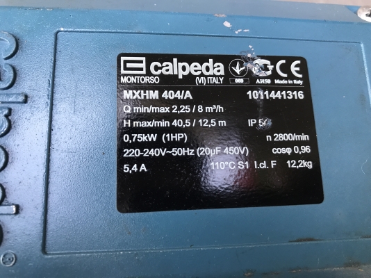 ขายปั้มน้ำหัวสแตนเลสแรงดันสูง Calpeda 1HP. 220V ไฟบ้าน ของใหม่ไม่เคยใช้งานครับ