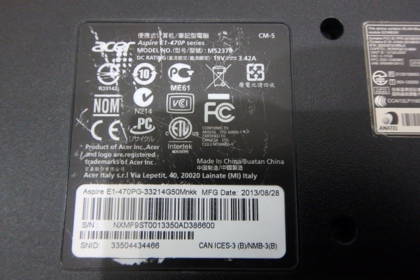 โน้ตบุ๊ค Acer รุ่น E1-470PG Core i3-3217U จอสัมผัส Ram4G HDD500GB การ์ดจอ 720M สีดำ ที่ชาร์ท กระเป๋า