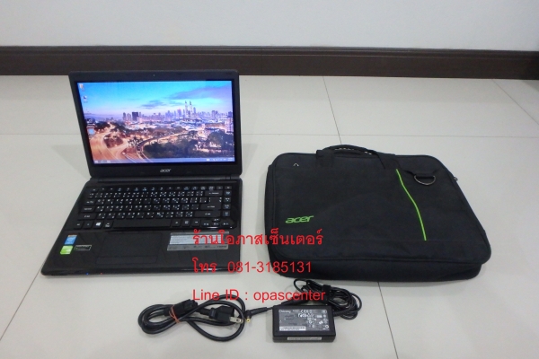 โน้ตบุ๊ค Acer รุ่น E1-470PG Core i3-3217U จอสัมผัส Ram4G HDD500GB การ์ดจอ 720M สีดำ ที่ชาร์ท กระเป๋า