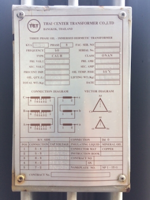 ขายหม้อแปลงไฟฟ้า ขนาด 630 kva ยี่ห้อ TCT Hv 22,000V Lv 200V ปี 2013 สอบถามเพิ่มเติมที่ K.pipat 098-2641749 ขายหม้อแปลงไฟฟ้า ขนาด 630 kva ยี่ห้อ TCT Hv 22,000V Lv 200V ปี 2013 สอบถามเพิ่มเติมที่ K.pipat 098-2641749