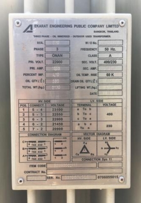 ขายหม้อแปลง ขนาด 630 Kva ยี่ห้อเอกรัฐ Hv 22,000V Lv 400/230V ปี 2010 สอบถามเพิ่มเติมได้ที่ K.pipat Mobile:098-2641749 ขายหม้อแปลง ขนาด 630 Kva ยี่ห้อเอกรัฐ Hv 22,000V Lv 400/230V ปี 2010 สอบถามเพิ่มเติมได้ที่ K.pipat Mobile:098-2641749