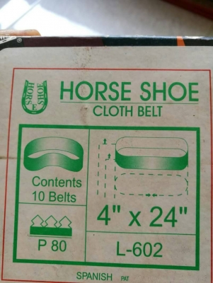 450 บ.ส่งฟรี083-2000058 LINE ID: line832923 กระดาษทรายแบบวง ยี่ห้อ HORSE SHOE ผลิต สเปน หน้ากว้าง 4นิ้ว ความละเอียดNo. 80 สำหรับใส่เครื่องขัดแบบรถถัง