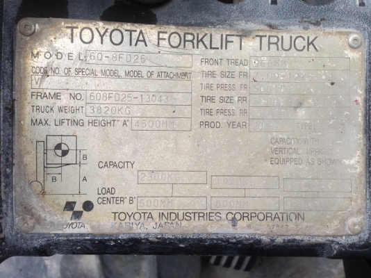 toyota รุ่น8FD-25 ยก2.5ตัน สุง4.5เมตร toyota รุ่น8FD-25 ยก2.5ตัน สุง4.5เมตร