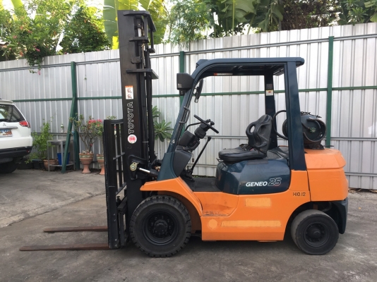 ขายโฟล์คลิฟท์ญี่ปุ่น TOYOTA 7FG25 ยก2.5ตัน 4 เมตร เครื่อง4Y แก๊สเกียร์ธรรมดา งาสไลด์เปลี่ยนงาเทได้ 094-426-7888 จะเด็ด