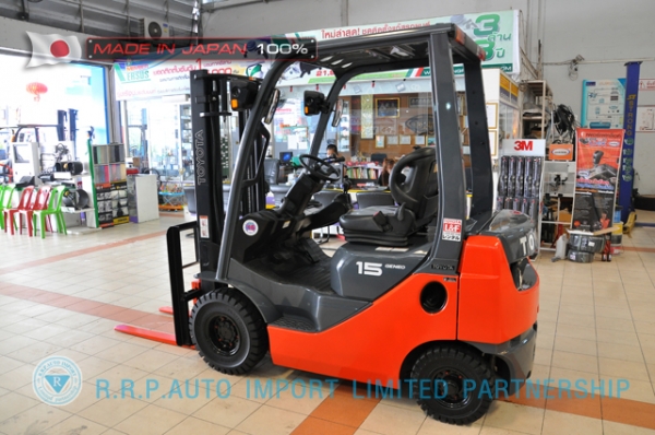 ขายรถโฟล์คลิฟท์มือสอง TOYOTA รุ่น 8FG15-15156 นำเข้าจากประเทศญี่ปุ่น 100\% ไม่เคยใช้งานในไทย