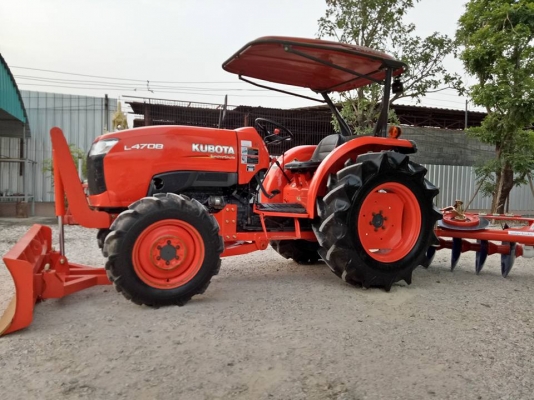 คูโบต้า L4708DT 2 เพลา ติดตั้งชุดใบมีดดันหน้าใหม่ ผานหลังใหม่ CMT 6x24. ทำงาน 637 ชั่วโมง มือเดียวออ