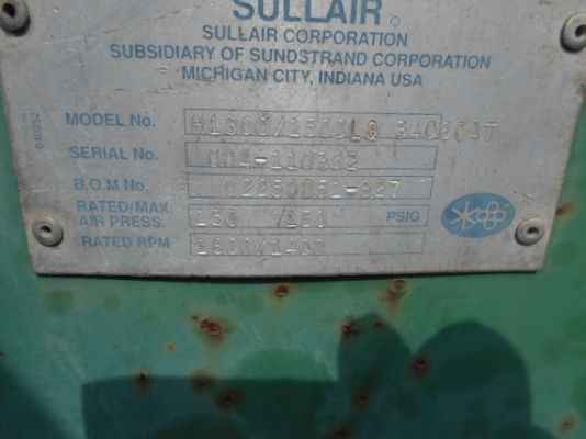 ปั้มลม High Pressure 10.5 บาร์ ยี่ห้อ Sullair รุ่น H1300 (1300 cfm, เครื่อง CAT 3406 Turbo) จากญี่ปุ่น ราคาถูกมากครับ ปั้มลม High Pressure 10.5 บาร์ ยี่ห้อ Sullair รุ่น H1300 (1300 cfm, เครื่อง CAT 3406 Turbo) จากญี่ปุ่น ราคาถูกมากครับ