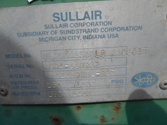 ปั้มลม High Pressure 10.5 บาร์ ยี่ห้อ Sullair รุ่น H1300 (1300 cfm, เครื่อง CAT 3406 Turbo) จากญี่ปุ่น ราคาถูกมากครับ ปั้มลม High Pressure 10.5 บาร์ ยี่ห้อ Sullair รุ่น H1300 (1300 cfm, เครื่อง CAT 3406 Turbo) จากญี่ปุ่น ราคาถูกมากครับ