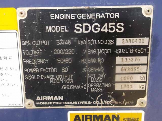 ขายถูกเคลียร์สต็อก ปั่นไฟ AIRMAN SDG45S เก่าญี่ปุ่น