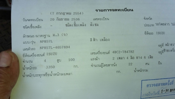 รถอีซูซุ 6 ล้อ รั้ว ( รถ รับ - ส่ง ) NPR 100 แรงม้า. ปี 36. สนใจติดต่อ 081 - 6079515