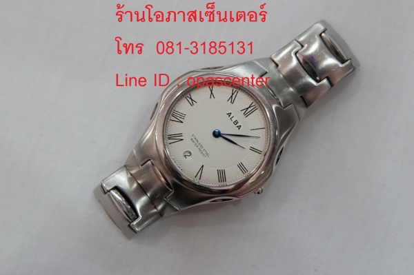 ลดราคา-นาฬิกา ALBA ชาย เรือนเงิน รุ่น VX3K-X031 บอกวันที่ สภาพใหม่ ส่งฟรี