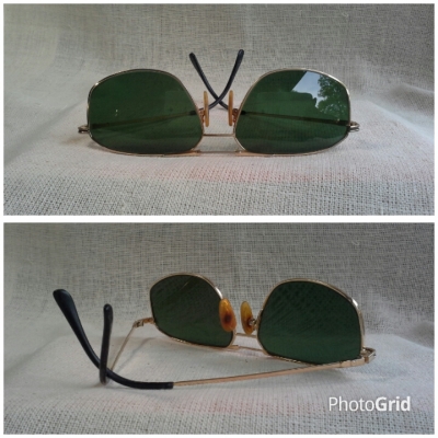 แว่นตาเฟรนช์วินเทจ ยุค &#039;80s  โมเดล &#039;นักบิน เลนส์แคบ&#039;  หล่อมั่ก ๆ   Vintage CHAMPS ELYSEES handmade in France  บิ๊กไซซ์!