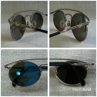 แว่นตาอิตาเลียนแบรนด์หรู แนวสตีมพังค์  เลนส์กระจกฉาบปรอท  หายาก!  Vintage EMPORIO ARMANI handmade in Italy